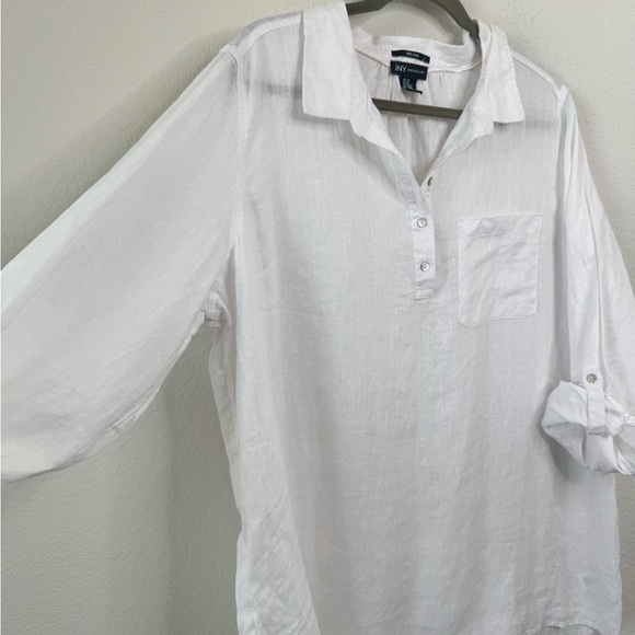 Jones New York Sz 2X 100% Linen Popover Tunic  Top Blouse Lagenlook Minimalist - Picture 2 of 5
